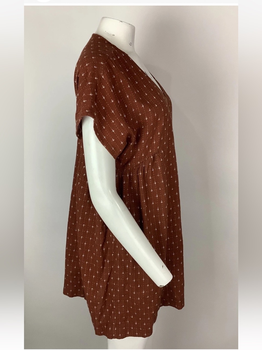 Madewell Sz M 100% Cotton Jacquard Dolman Sleeve Mini Pullover Dress Red - Picture 3 of 8